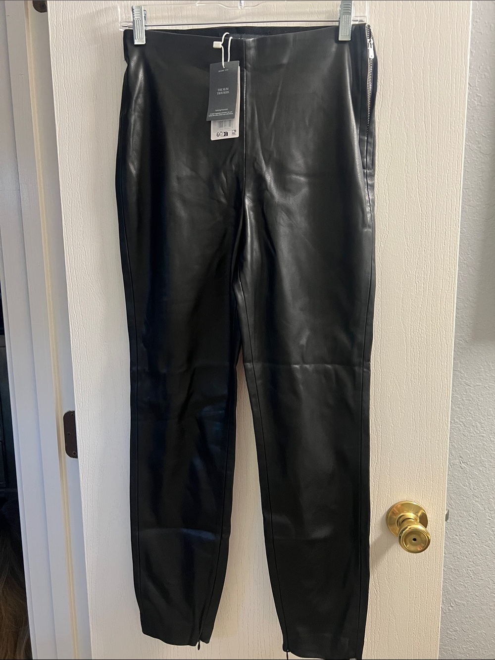 Black Faux Leather High-Rise Slim Pants